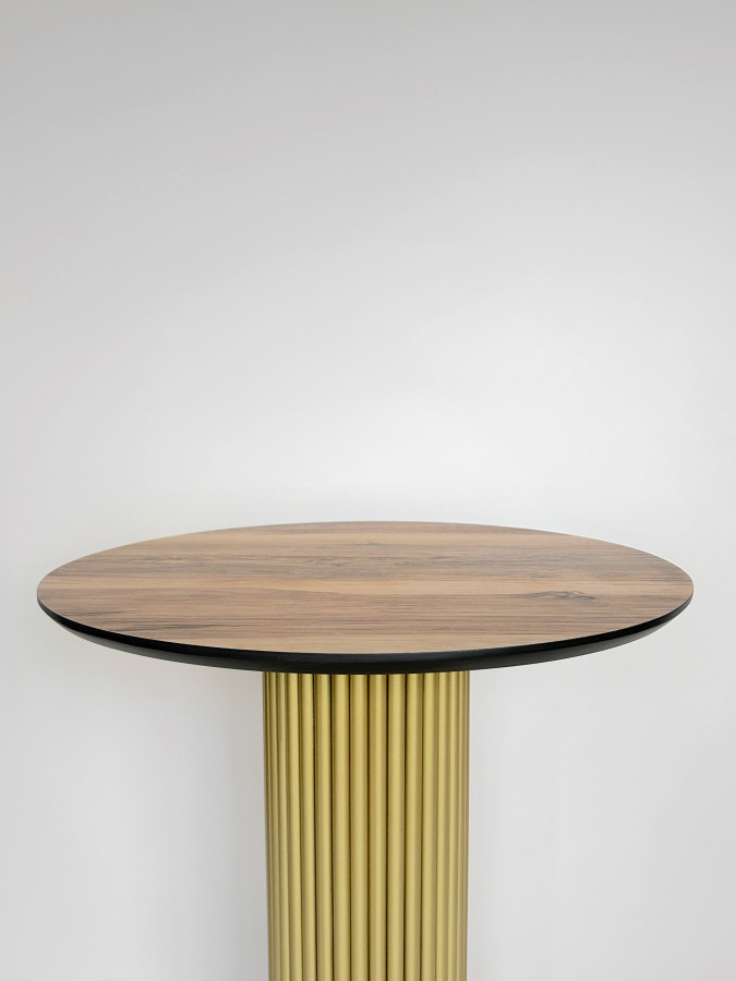 Столешница Фанера, диаметр 600, цвет - Индийское дерево, черный торец